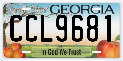 GA license plate CCL9681