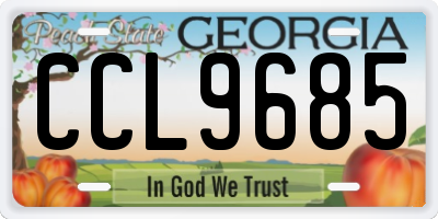 GA license plate CCL9685