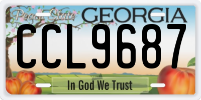 GA license plate CCL9687