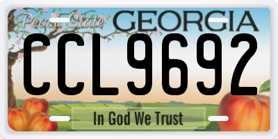 GA license plate CCL9692