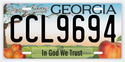 GA license plate CCL9694