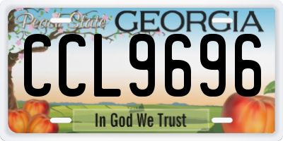 GA license plate CCL9696