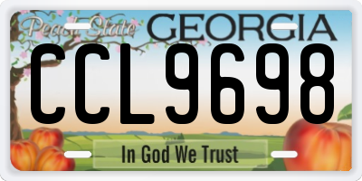 GA license plate CCL9698