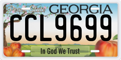 GA license plate CCL9699