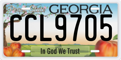 GA license plate CCL9705