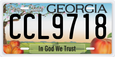 GA license plate CCL9718