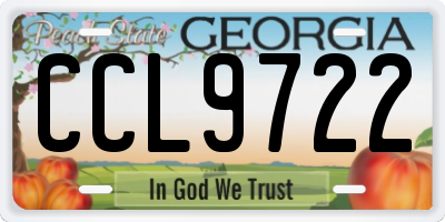 GA license plate CCL9722
