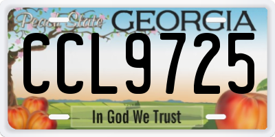 GA license plate CCL9725