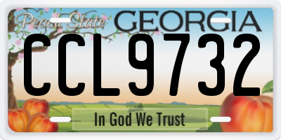GA license plate CCL9732