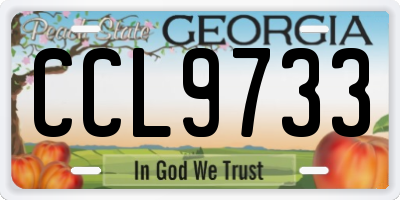 GA license plate CCL9733