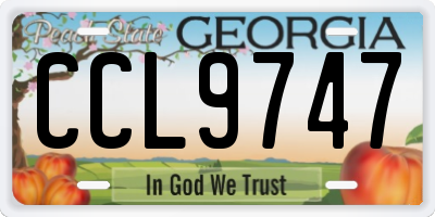 GA license plate CCL9747