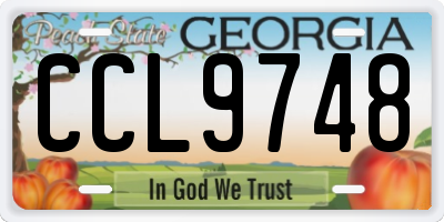 GA license plate CCL9748