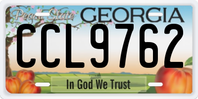 GA license plate CCL9762