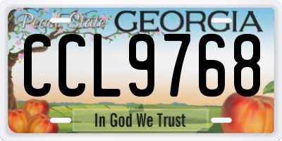 GA license plate CCL9768