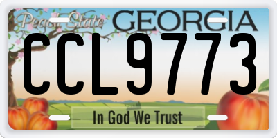 GA license plate CCL9773