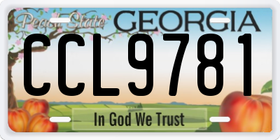 GA license plate CCL9781