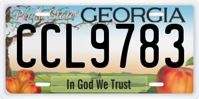 GA license plate CCL9783