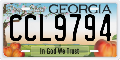 GA license plate CCL9794