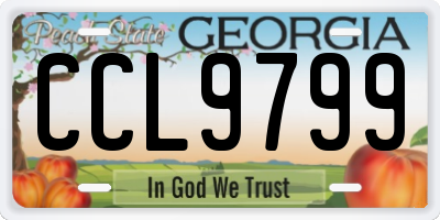 GA license plate CCL9799