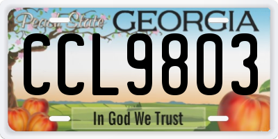 GA license plate CCL9803