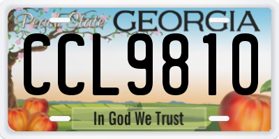GA license plate CCL9810