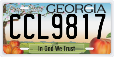 GA license plate CCL9817