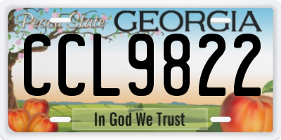 GA license plate CCL9822