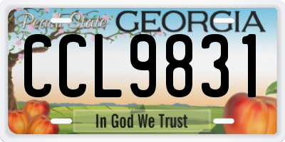 GA license plate CCL9831