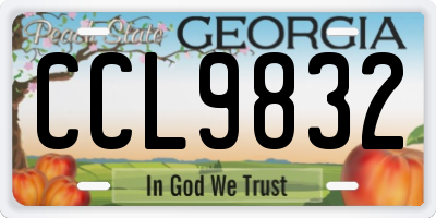 GA license plate CCL9832