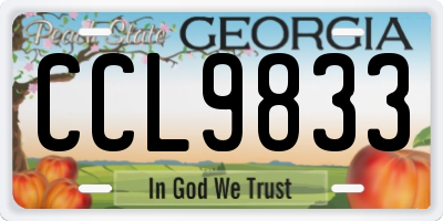 GA license plate CCL9833