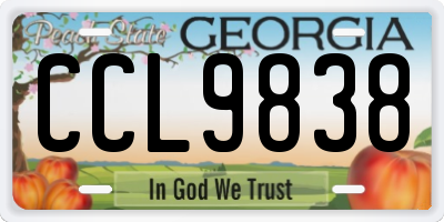 GA license plate CCL9838