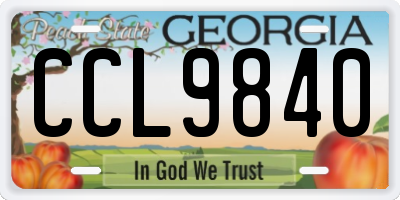 GA license plate CCL9840