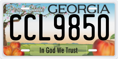 GA license plate CCL9850