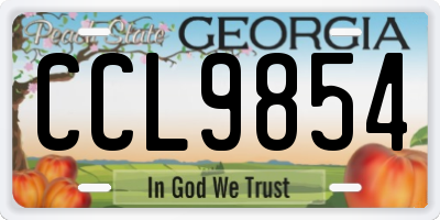 GA license plate CCL9854
