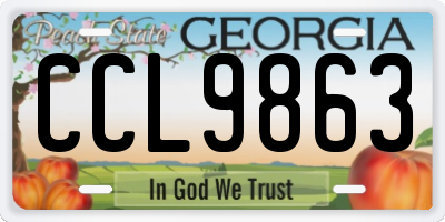 GA license plate CCL9863