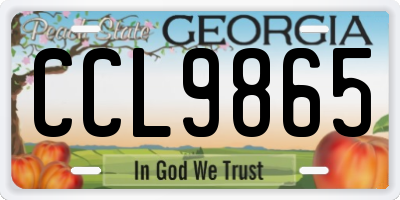 GA license plate CCL9865