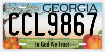 GA license plate CCL9867