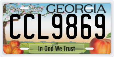 GA license plate CCL9869