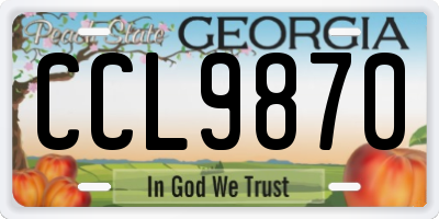 GA license plate CCL9870