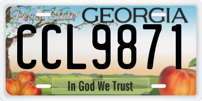 GA license plate CCL9871