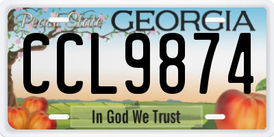 GA license plate CCL9874