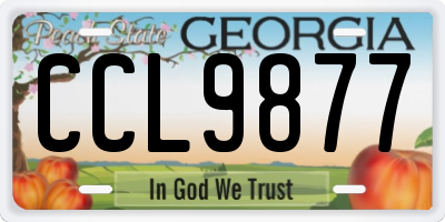 GA license plate CCL9877