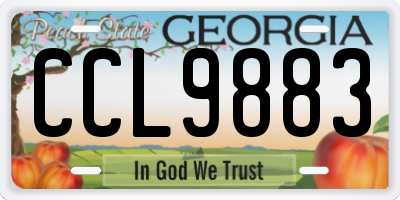 GA license plate CCL9883