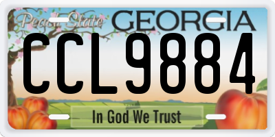 GA license plate CCL9884
