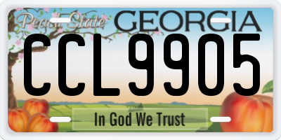 GA license plate CCL9905