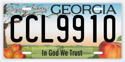 GA license plate CCL9910