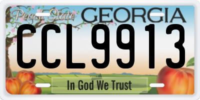 GA license plate CCL9913