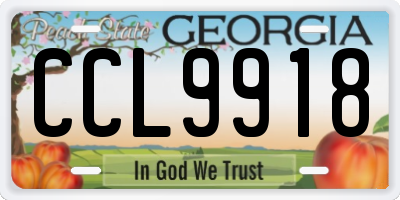GA license plate CCL9918