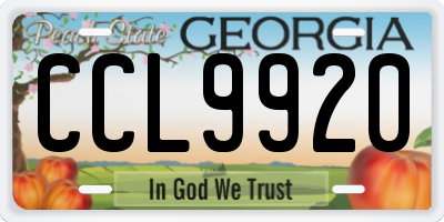 GA license plate CCL9920