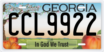 GA license plate CCL9922